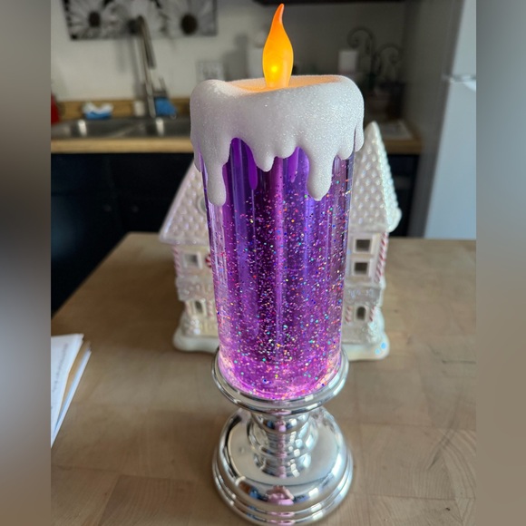 Purple and Silver LED Flameless Candle - Picture 2 of 2